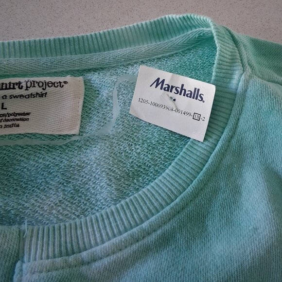 The Sweatshirt Project Oversized Teal Tie Dye Henley Sweatshirt Women's Size L - Picture 9 of 16